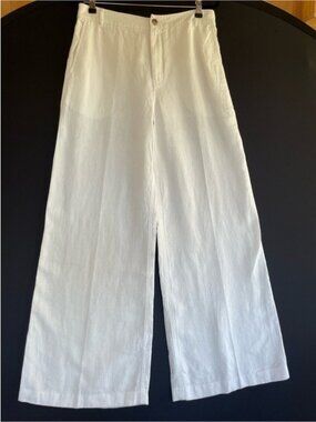 Madewell The Zoe Relaxed Wide Leg Linen Pant In Salt White Size 6 New With Tags